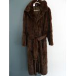 Canadian squirrel full length fur coat, with belt and matching beret (2)