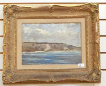 Robert Noble Oil on board Cliffs, signed lower right, 24cm x 34cm