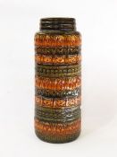 Studio pottery vase, brown incised detail on green ground, marked W. Germany 289-41, 42 cms high