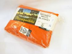 Two unused Witney wool blankets in original package, orange (2)