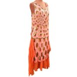 1920's style 'Flapper' dress, disc shaped pattern of apricot and gold coloured sequins, laid on