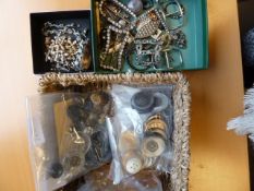 Various 19th century and later paste buckles and items, quantity of mother of pearl buttons and