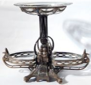 Early 20th-century WMF Art Nouveau EPNS and cut glass table centrepiece,  the central column