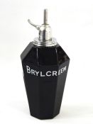 Mid 20th century Brylcream bottle, black glass with chrome mounts, 23cm