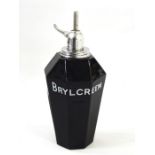 Mid 20th century Brylcream bottle, black glass with chrome mounts, 23cm