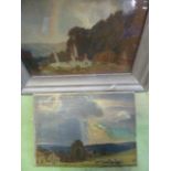 Charles M Gere  Oil on board "Storm Approaching", signed and dated 41 lower left, 15.5cm x 21.5cm