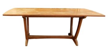 Edward Barnsley (1900-1987) circa 1940 oak refectory table, the rectangular top with curved ends