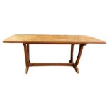 Edward Barnsley (1900-1987) circa 1940 oak refectory table, the rectangular top with curved ends
