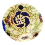 Pair of Art Deco Maxonade polychrome-enamelled plafonniers, decorated with floral motif, circa