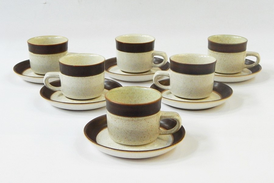 Hornsea 'Saffron' pattern dinner service for six persons and Denby pottery plates and similar cups - Image 7 of 8