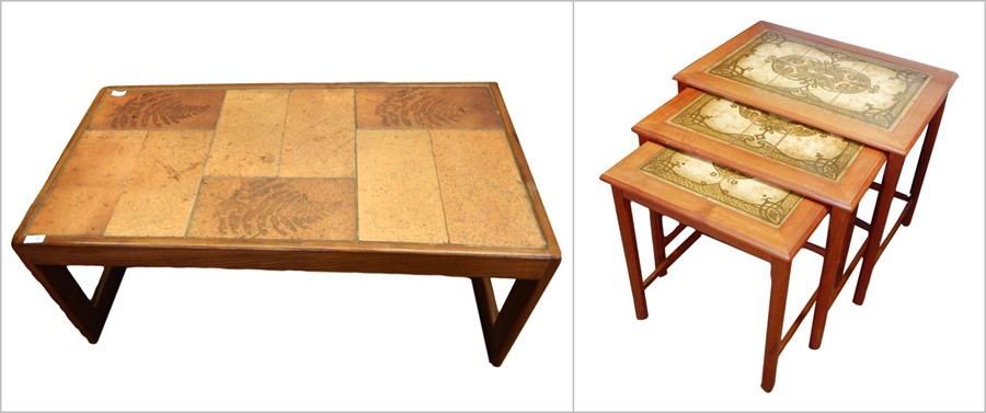 Mid 20th century Danish Toften teak nest of three tables, the tops inlaid with tiles and a Keith - Image 3 of 3