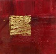 J Rogers Mixed media  Abstract design in red and gold, signed and dated 2005 lower right, 38cm x