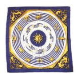 Hermes silk scarf designed by Francoise Faconnet (1963),  'Dies et Hore'  signs of the Zodiac ( no