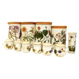 Four Portmeirion 'Botanical Garden' storage jars, matching vase, set six Royal Worcester oven-to-