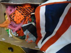 Quantity of assorted scarves and a Union Flag ( 1 box)