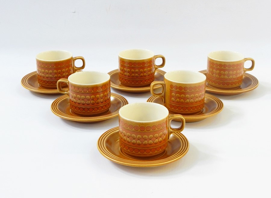 Hornsea 'Saffron' pattern dinner service for six persons and Denby pottery plates and similar cups - Image 2 of 8