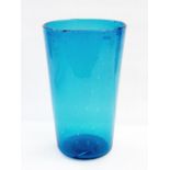 Whitefriars turquoise bubble glass vase with tapering sides, 29cm high