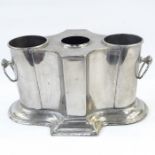 Art Deco wine cooler, polished metal , 19cms high - missing central lid