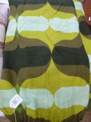 Two pairs of 1970's curtains, fabric in greens and yellow designs ( possibly Heals), approx.