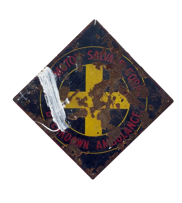 Swarc Harp Brand Motor Oils and Gasses double sided enamel sign and HF Motor. Salvage. Corps - Image 2 of 2