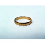 22ct gold wedding band, plain, approx 3.2g