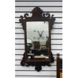 19th century mahogany fretwork framed rectangular wall mirror