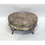 Silver dressing table jewellery box by Joseph Gloster Limited, Birmingham 1922, of oval form, the