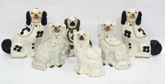 Six various 19th century Staffordshire spaniels  (6)