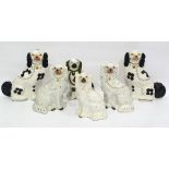 Six various 19th century Staffordshire spaniels  (6)