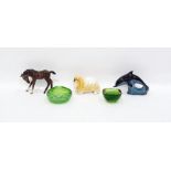 Beswick model of a foal, Sylvac model of a Pekinese, Poole pottery dolphin and two 20th century
