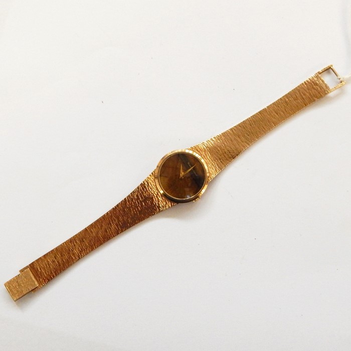 Lady's Bueche-Girod 9ct gold bracelet watch, the circular dial with circular tiger's eye quartz dial - Image 2 of 2