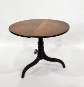 Georgian mahogany tripod tilt-top occasional table on turned supports and inverse scroll supports,
