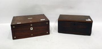 19th century rosewood and mother-of-pearl inlaid box and a 19th century and later mahogany box (2)
