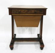 Sewing table in the 19th century manner with single drawer above basket drawer end supports, to