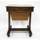 Sewing table in the 19th century manner with single drawer above basket drawer end supports, to