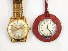 Lady's Tivlli stainless steel fob watch having red morocco leather surround and engine-turned