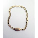 Italian gold bracelet marked 750, with fancy oval links and central matt three-colour gold oval,
