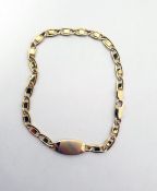 Italian gold bracelet marked 750, with fancy oval links and central matt three-colour gold oval,