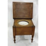 19th century fruitwood commode, the lift-top opening to reveal china lid and bowl