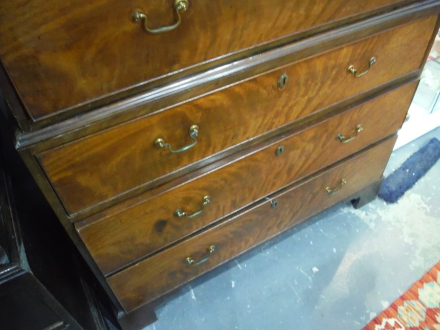 19th century mahogany chest on chest with moulded cornice above two short over three long drawers, - Image 7 of 8