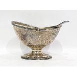 Victorian silver sugar basket by Andrew Crespel & Thomas Parker, London 1853, of oval form, engraved