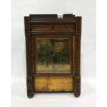 Late 19th century carved oak case mantel clock with square brass dial with roman numerals,