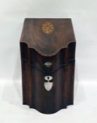 George III mahogany cutlery box, with oval satinwood inlay, original interior fittings, height 36cm