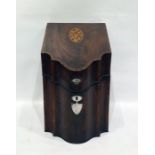 George III mahogany cutlery box, with oval satinwood inlay, original interior fittings, height 36cm