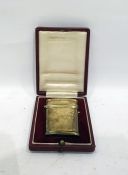 George IV silver gilt etui-pattern style note card holder (or bridge marker) containing ivory