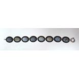 LOT WITHDRAWN South African silver and agate bracelet, the grey agate cabochons in plain oval