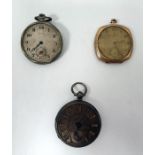 London silver cased pocket watch with engraved foliate dial and two further pocket watches (3)