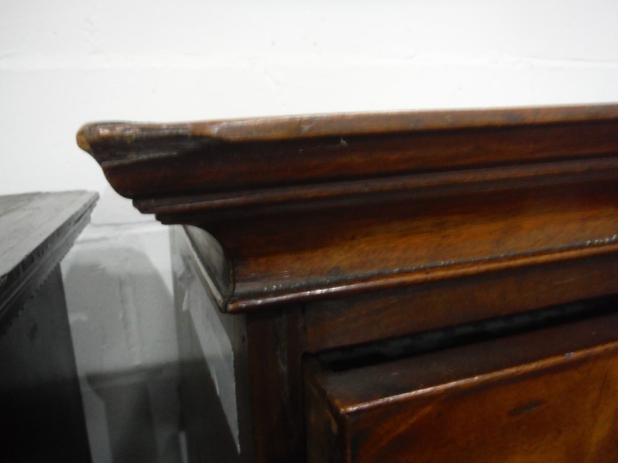 19th century mahogany chest on chest with moulded cornice above two short over three long drawers, - Image 3 of 8