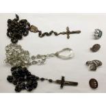 Small quantity of assorted jewellery to include bead necklaces, cufflinks, brooches, yellow metal