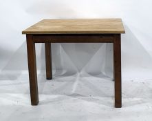 Wood circular top occasional table with moulded edge, on square support with splayed legs,